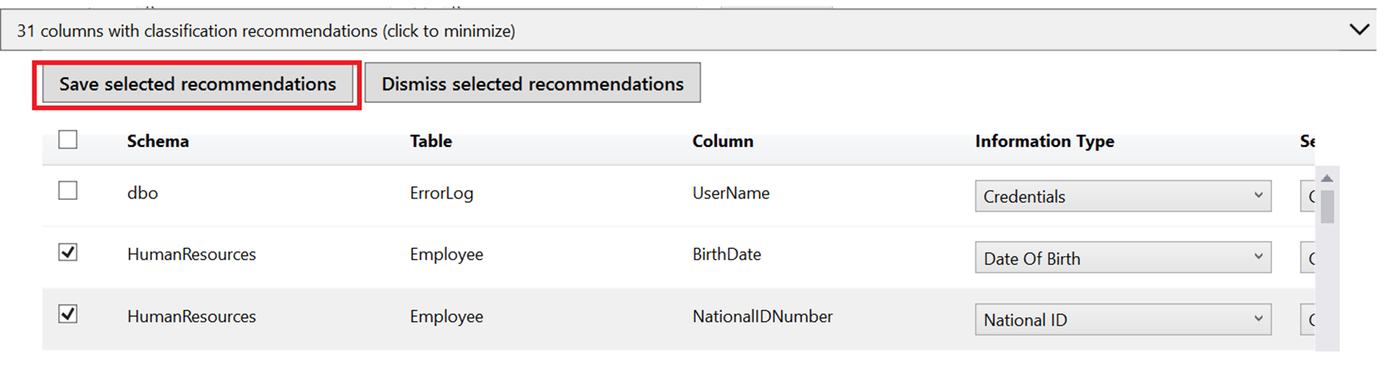 Captura de ecrã a mostrar a lista de recomendações.
