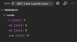 Captura de tela do painel Variáveis.