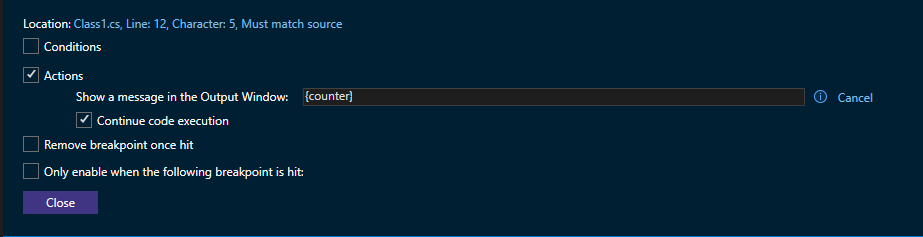 Captura de tela mostrando a mensagem de saída do contador.