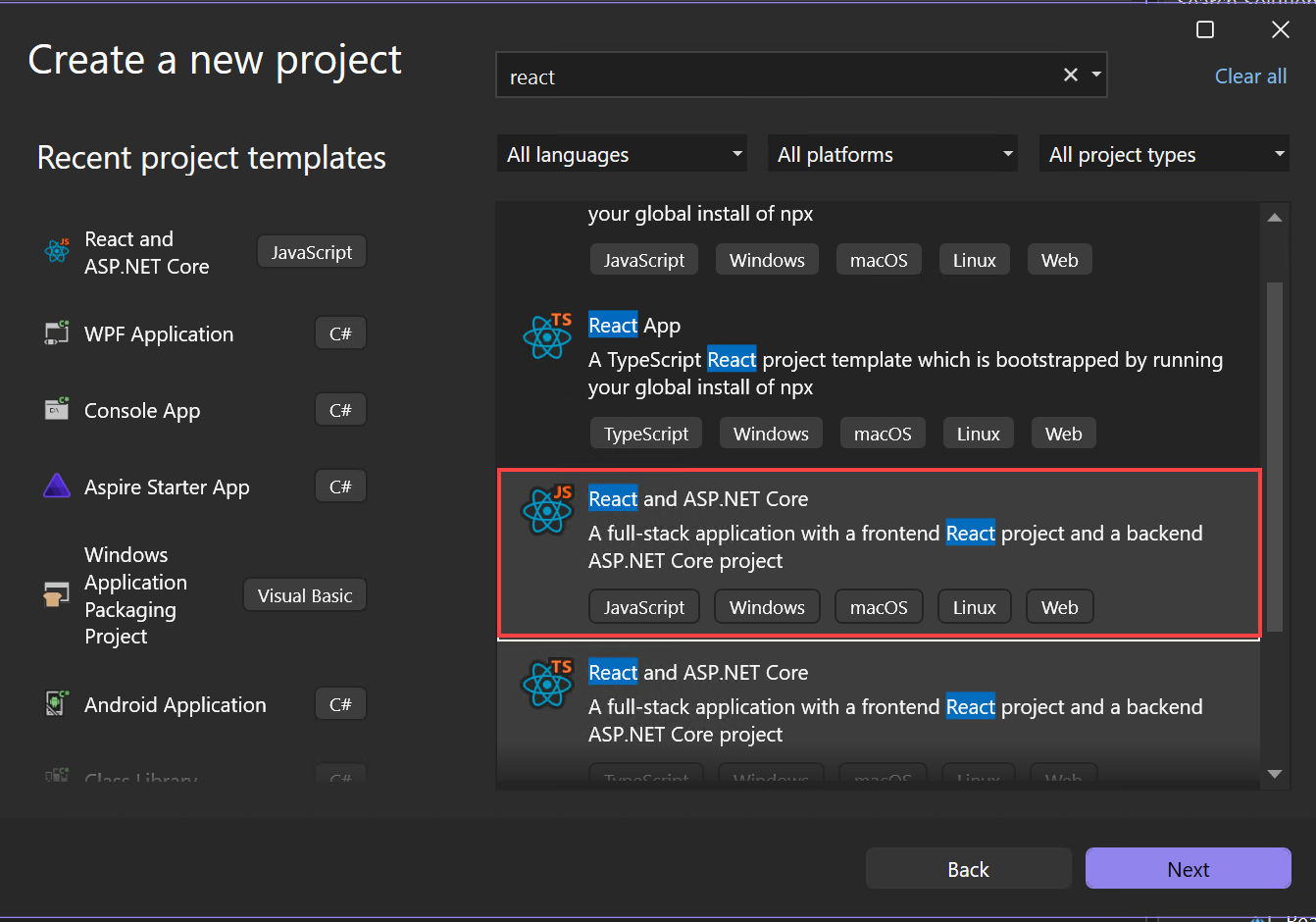 Captura de tela mostrando a escolha de um modelo.
