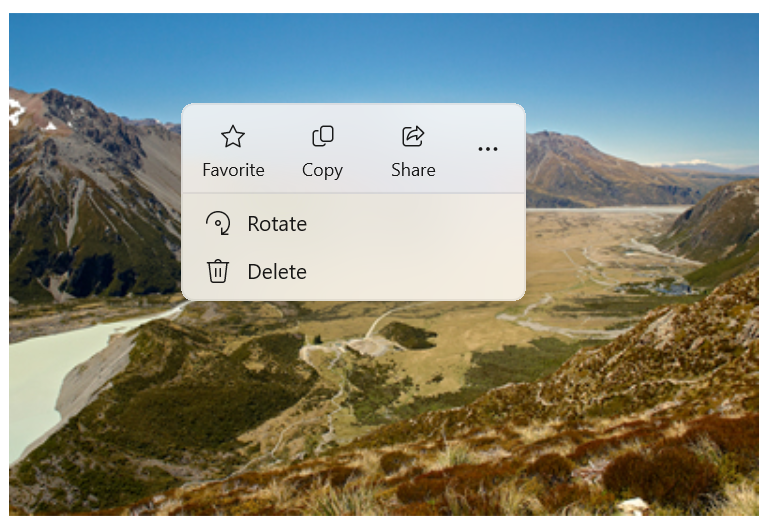 Exemplo de um submenu da barra de comandos expandido